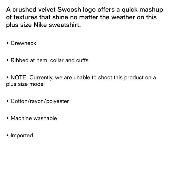 NEW Nike Sweatshirt Plus Size Pullover Retro Crushed Velvet Logo Blue Size 1X - Picture 6 of 6